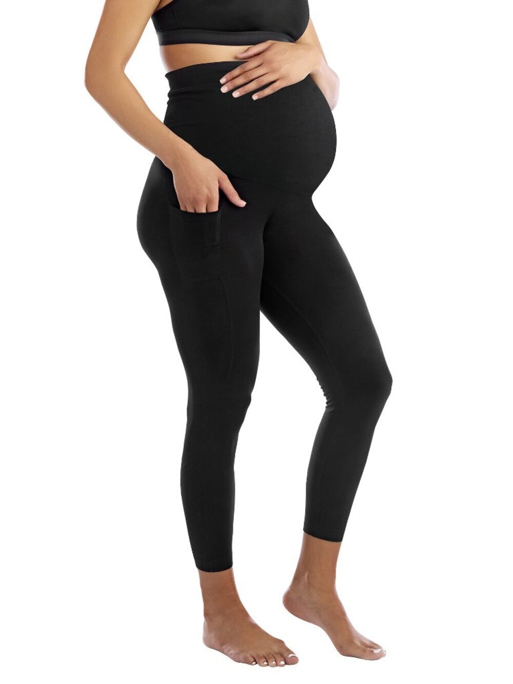 Time and Tru Active Maternity Leggings Pockets Black Women's XXL 20 Stretch